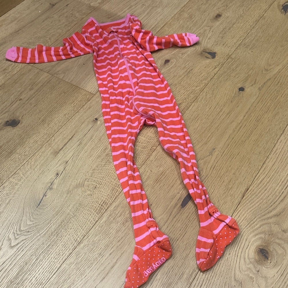 GAP Pink and Orange Striped Kids Footie 3Y